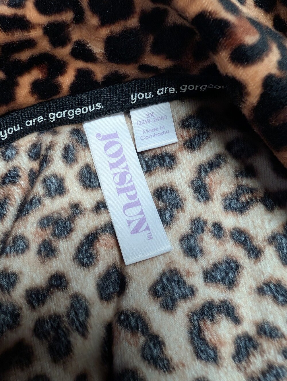 JoySpun Women's Leopard Print Plush Pajama Top Size 3X 22W-24W Soft Button Up - Picture 7 of 9